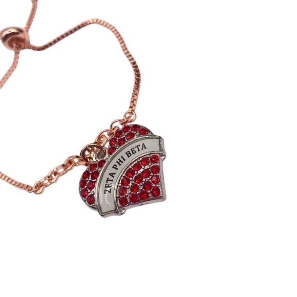 Rose Gold Sorority Zeta Phi Beta Slider Bracelet - Picture 3 of 4